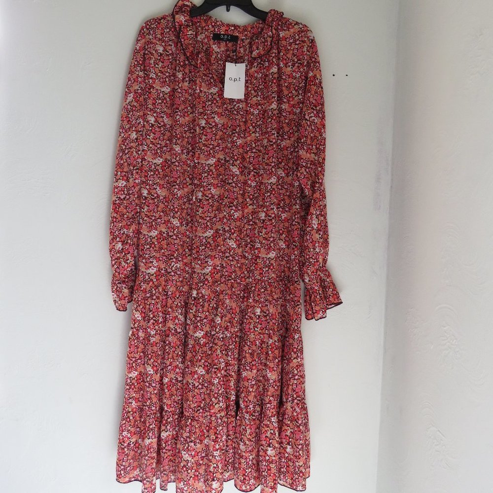 O.P.T Floral Poppy Boho Prairie Ruffle Dress